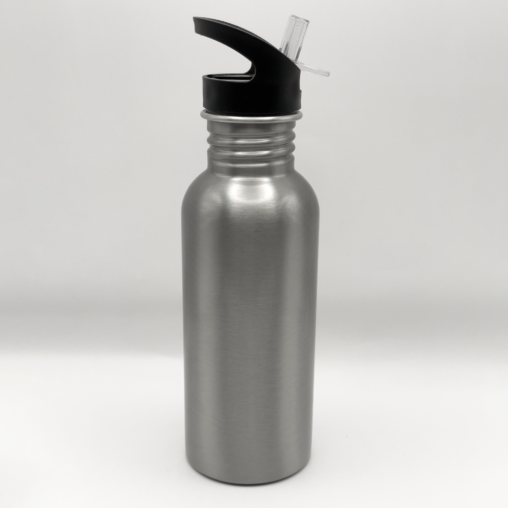 Bottle with Straw Top - Silver - 20oz