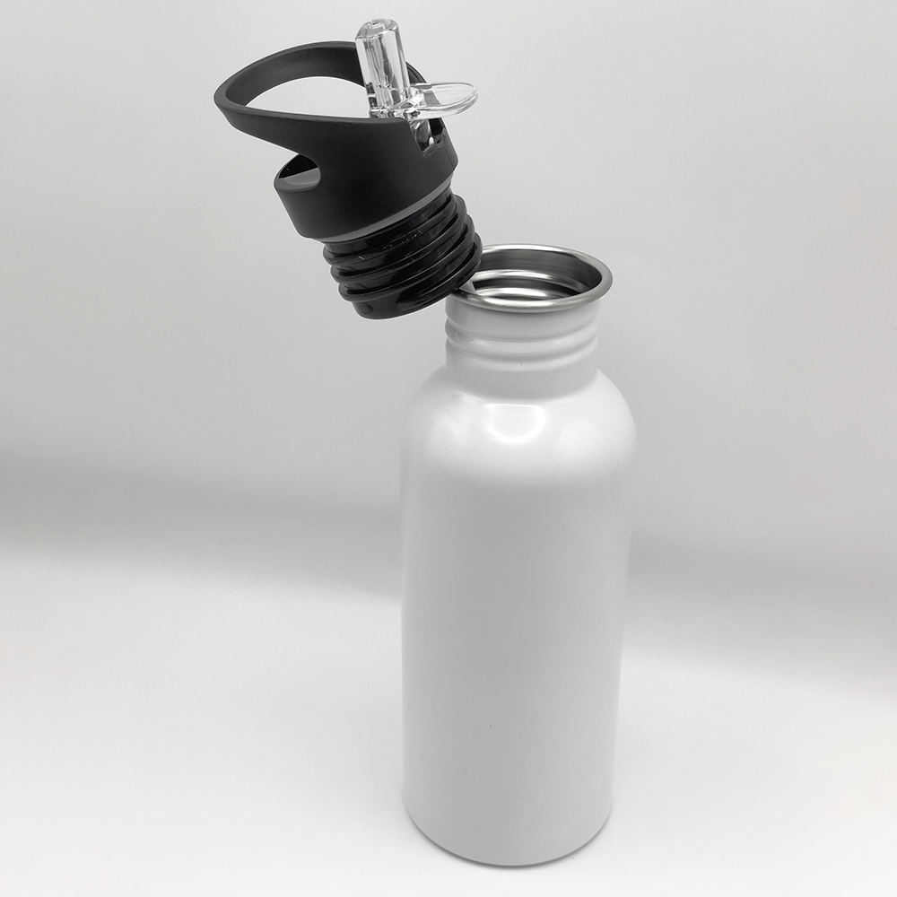 Bottle with Straw Top - White - 20oz