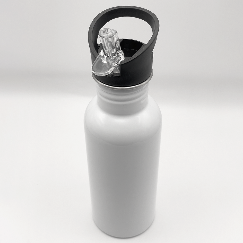 Bottle with Straw Top - White - 20oz