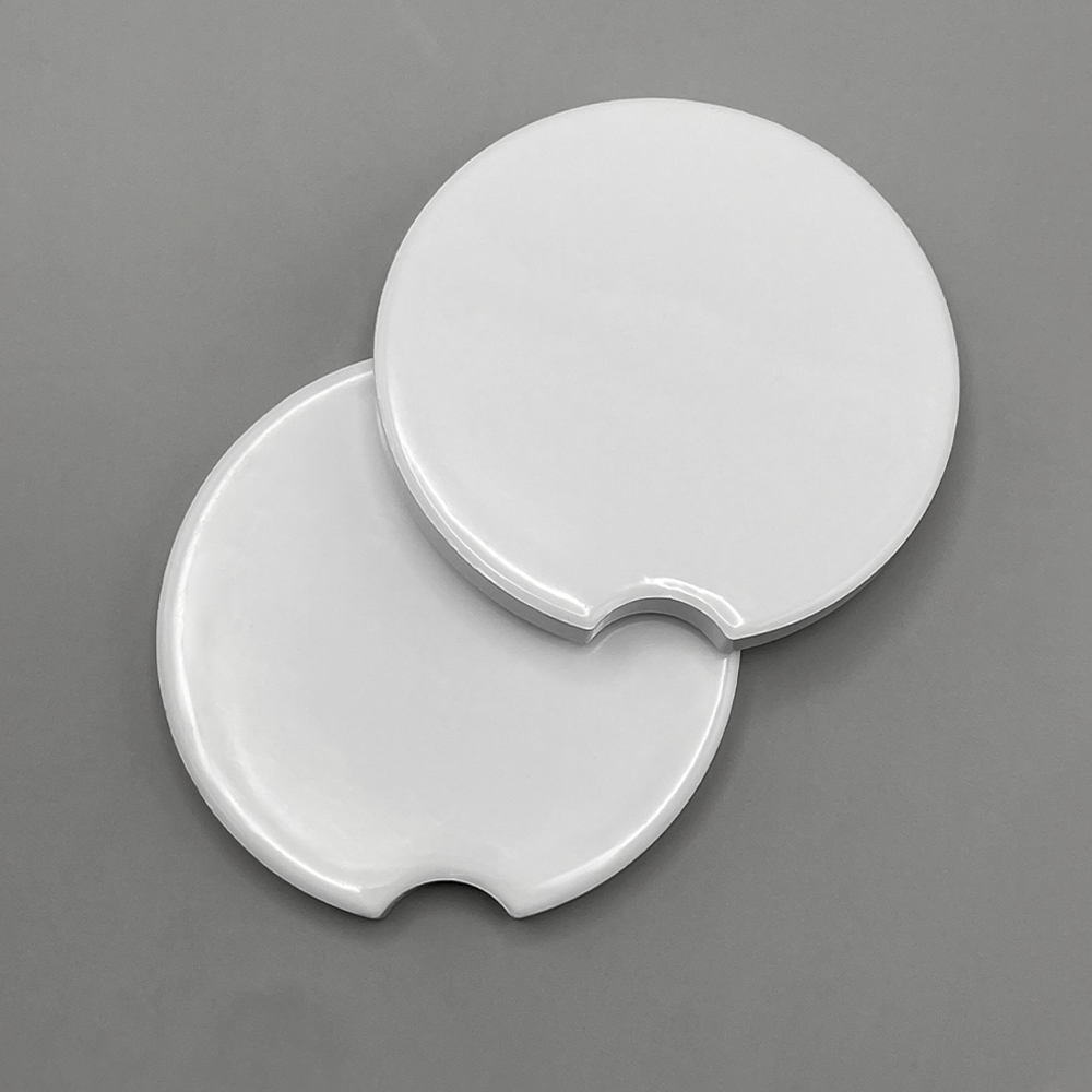 Glossy Ceramic Car Coasters - Set of 2