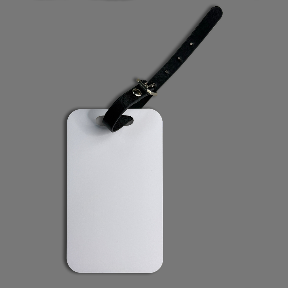 Small Aluminum Luggage Tag with Leather Strap