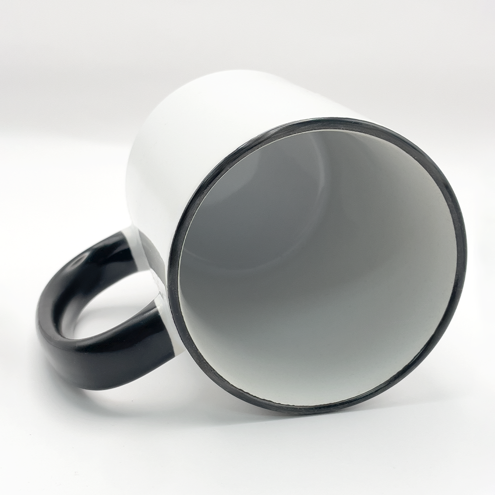 Ceramic Mug with Black Rim/Handle - 15oz