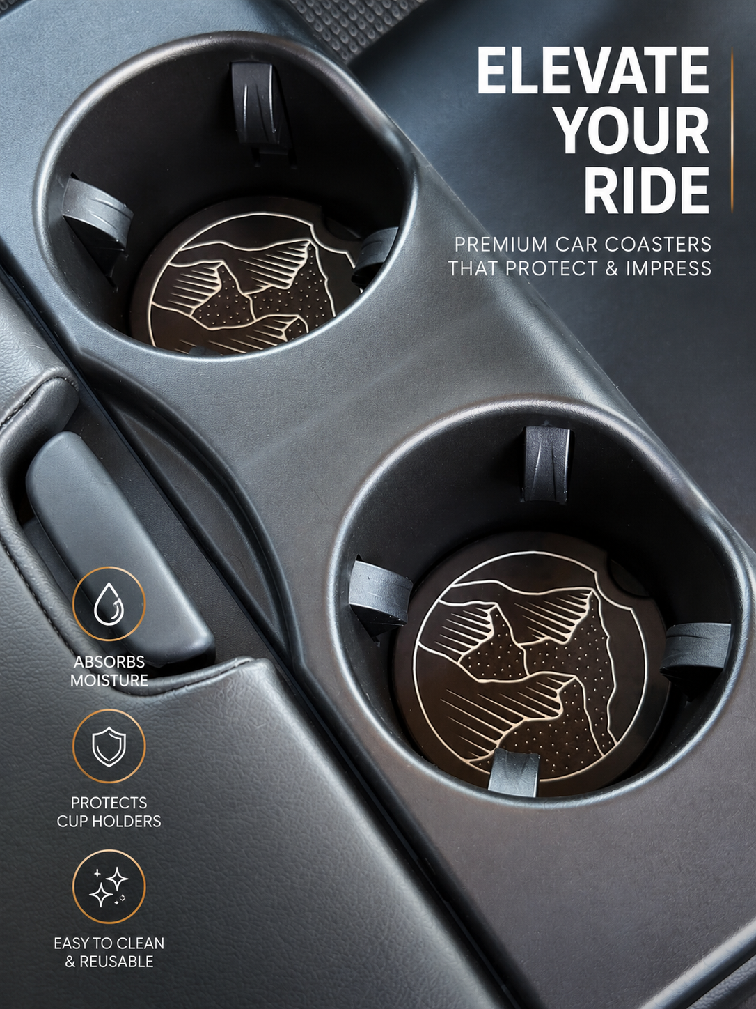 Glossy Ceramic Car Coasters - Set of 2