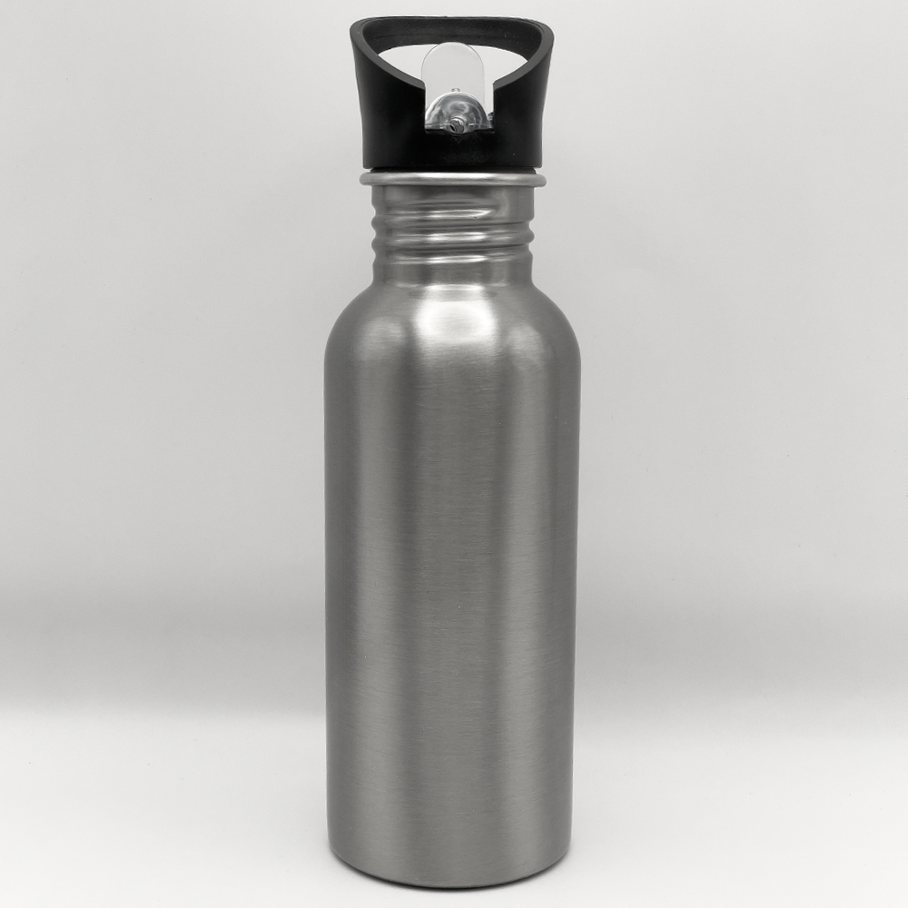 Bottle with Straw Top - Silver - 20oz