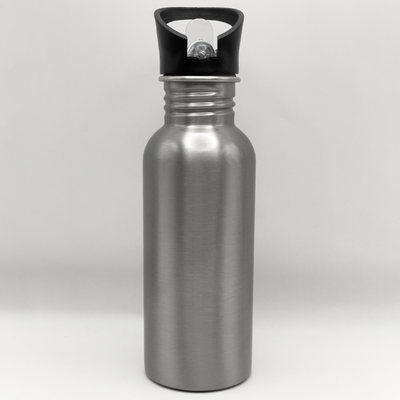 Bottle with Straw Top - Silver - 20oz
