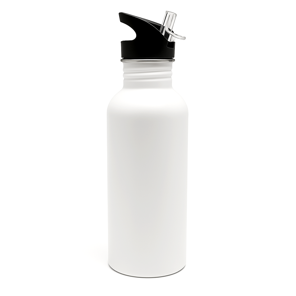 Bottle with Straw Top - White - 20oz