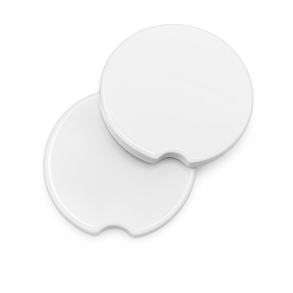 Glossy Ceramic Car Coasters - Set of 2