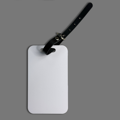 Small Aluminum Luggage Tag with Leather Strap