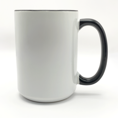 Ceramic Mug with Black Rim/Handle - 15oz