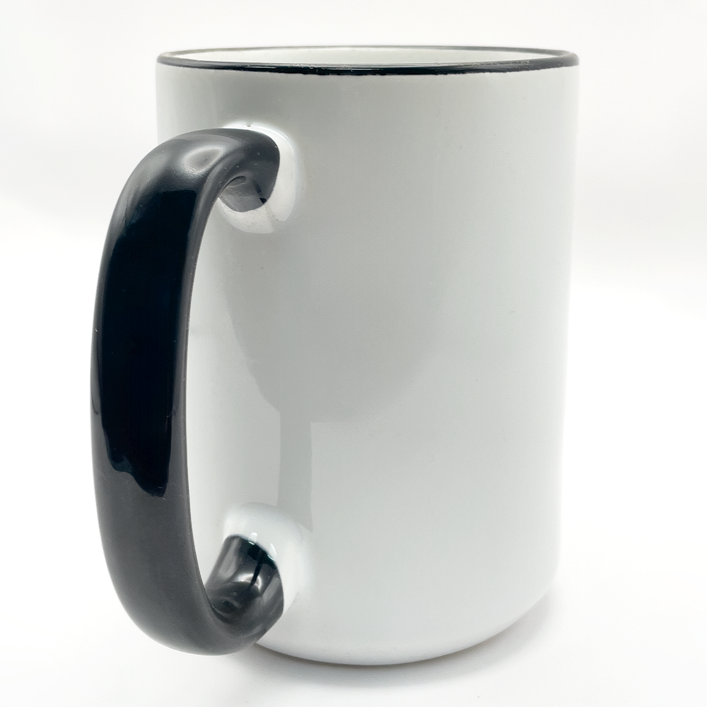 Ceramic Mug with Black Rim/Handle - 15oz