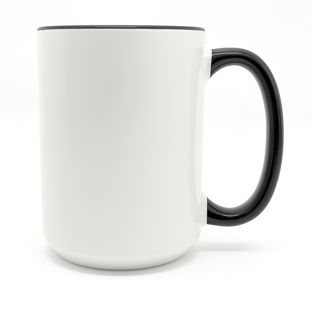 Ceramic Mug with Black Rim/Handle - 15oz