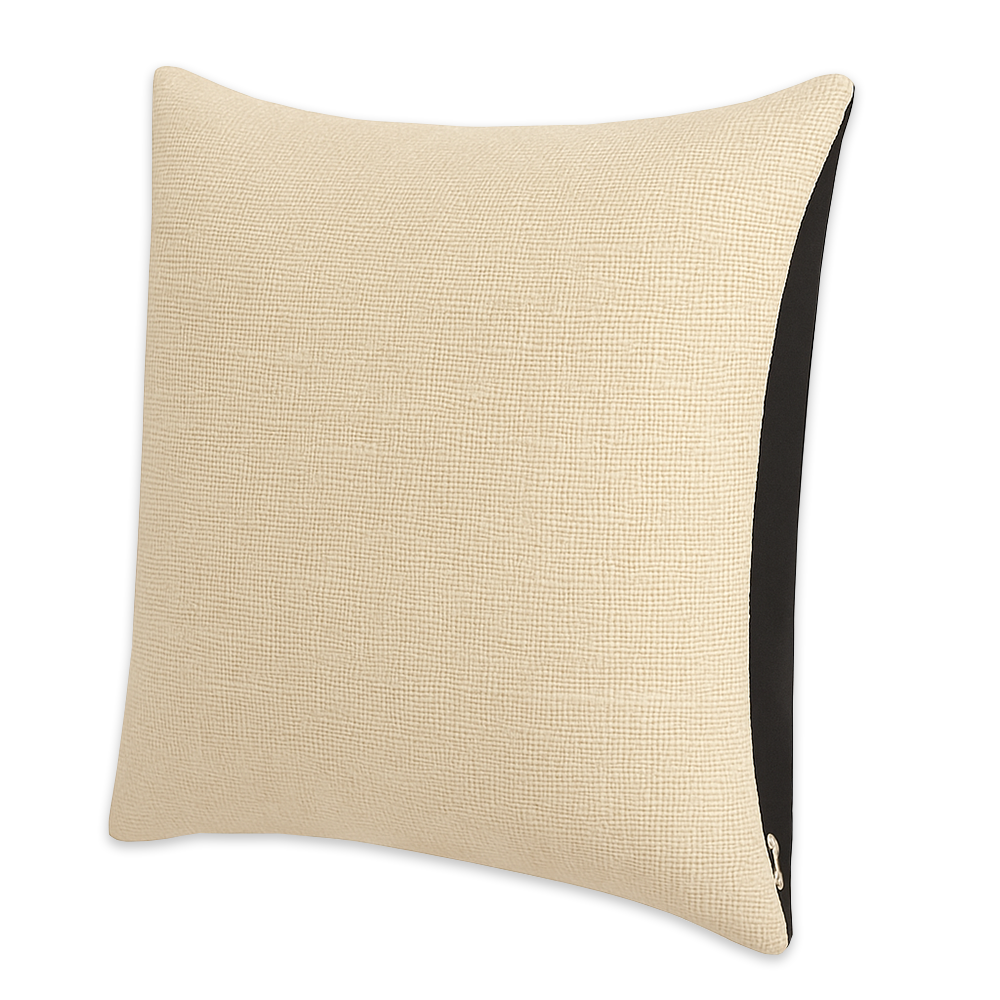 Ivory Burlap Throw Pillow Case - 18" x 18" - Black Back