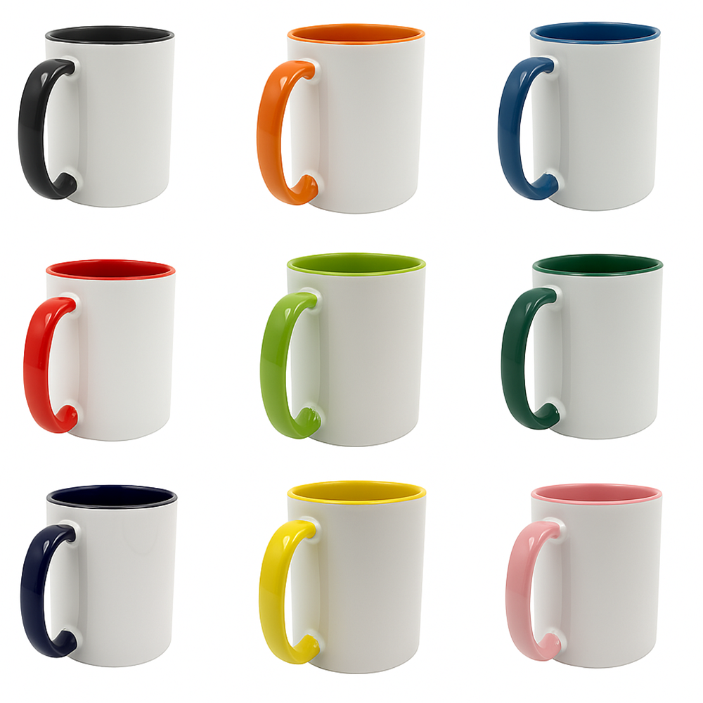 Ceramic Mug with Colored Handle and Inside - 11 oz