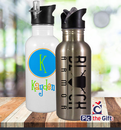Bottle with Straw Top - White - 20oz